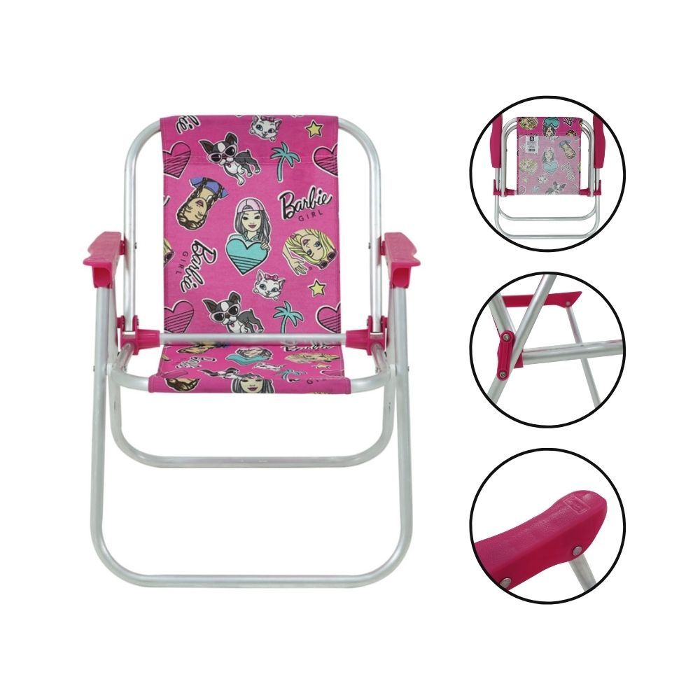 Cadeira de Praia Infantil BEL KIDS Alumínio Barbie Até 30kg em Oferta na Shopee