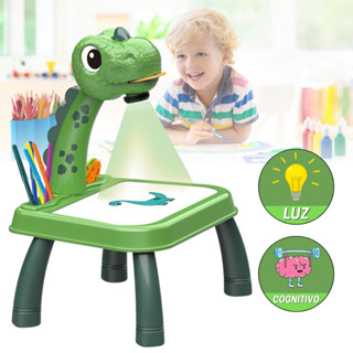 Mesinha Infantil Projetora De Desenhos Dinossauros Com Canetinhas
