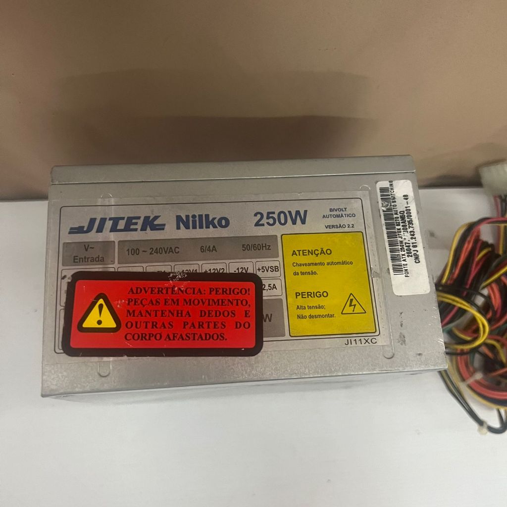 Fonte Nominal JITEk NILKO Mod: JI11XC 24P 250W Sata Atx