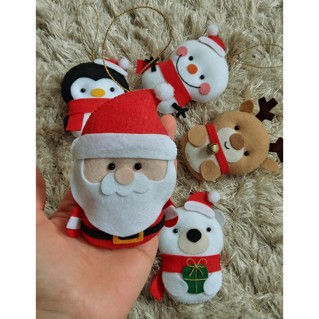 Kit com 5 enfeites para árvore de Natal pingentes natalinos Natal Papai Noel Pingente natal Pocket decoração fofa de Natal