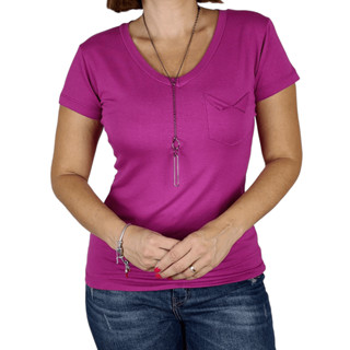 Blusa Blusinha Camiseta Feminina Básica com Bolso Blusa Blusinha Feminina Básica Casual