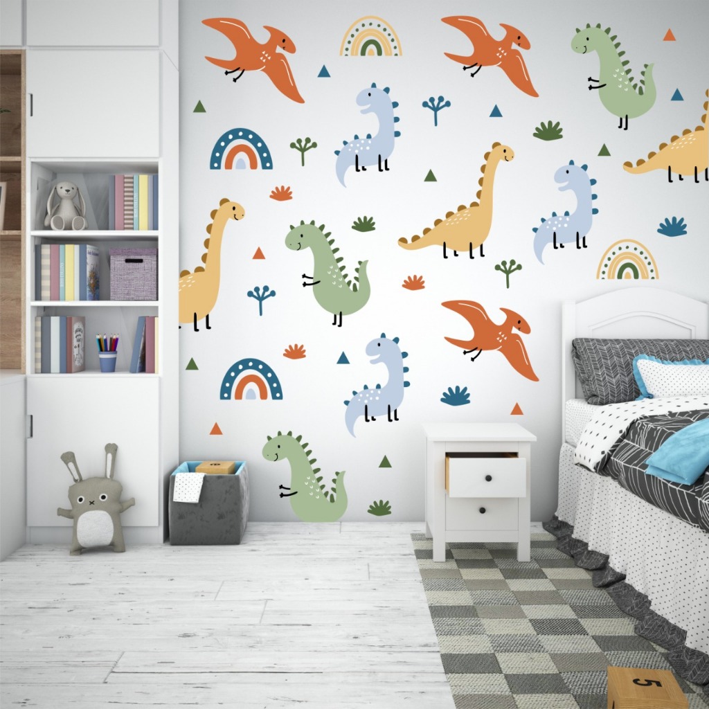 Kit Adesivo de Parede Dinossauro Decoração Quarto de Menino - Adesivo de Parede Infantil Dinossauro