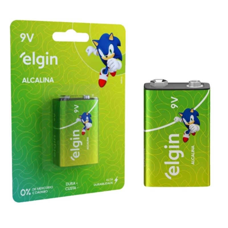 Pilha Bateria 9v Alcalina Elgin Cartela Blister