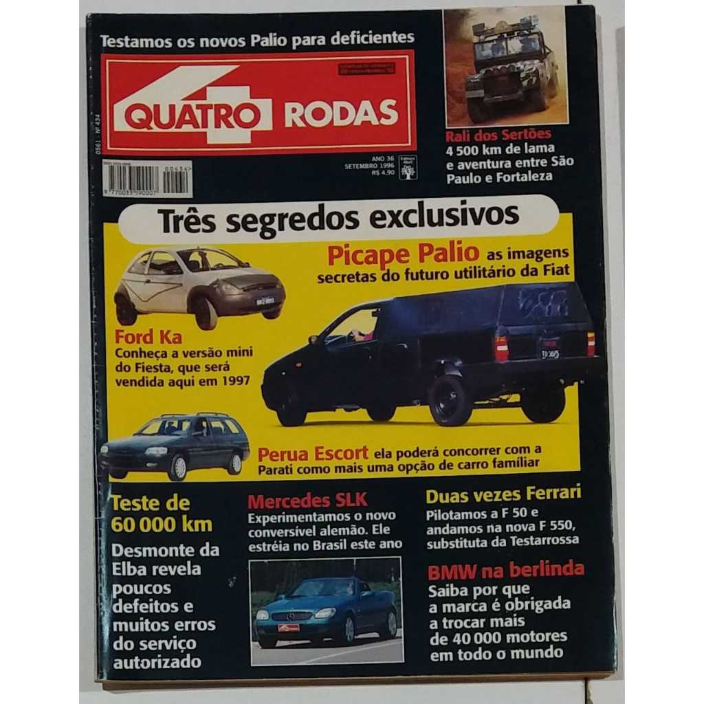 Revista Quatro Rodas SETEMBRO de 1996 Edição n° 434 – Ford KA, Fiat Strada, Ferrari F50 e F550. Civic EX. Blazer 4.3 V6