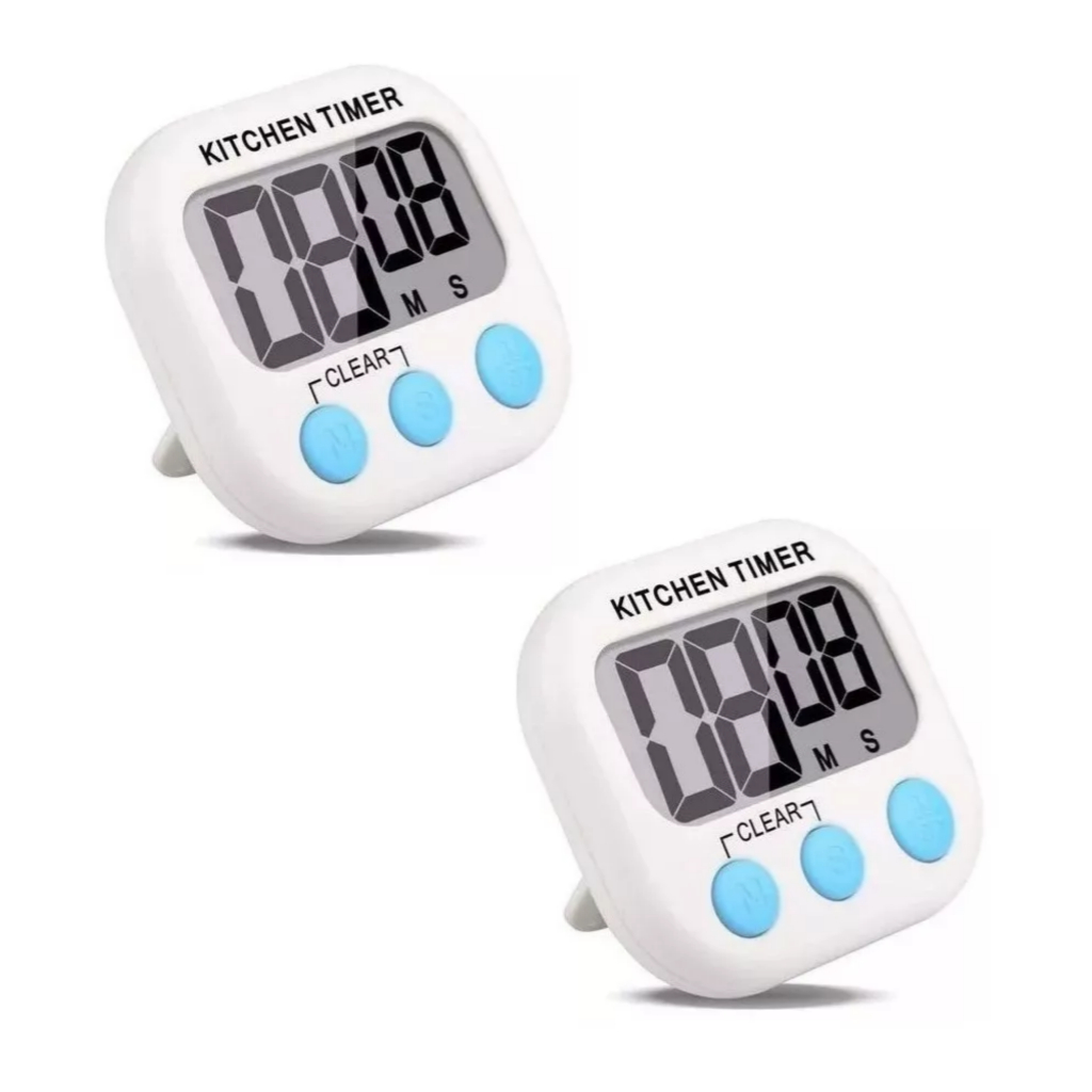 2 Timer Cronômetro Digital Alarme Sonoro Cozinha À Pilha Magnético