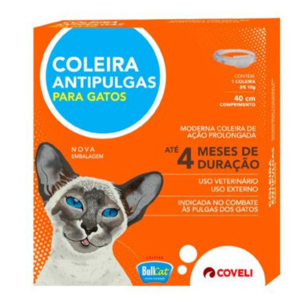 Coleira Antipulgas Coveli Bullcat para Gatos - 15 g