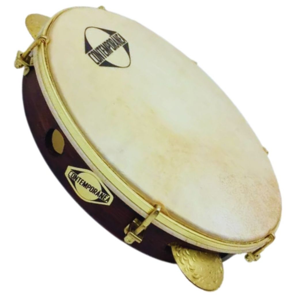 Pandeiro Contemporânea 10 pol Luthiearia Choro md pele Animal tarraxa dourada Profissional- 27CLL