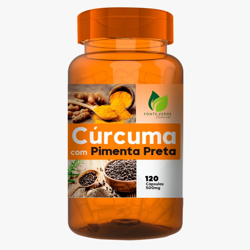 Curcuma Açafrão da Terra com Pimenta Preta 500MG 120 Capsulas Fonte Verde