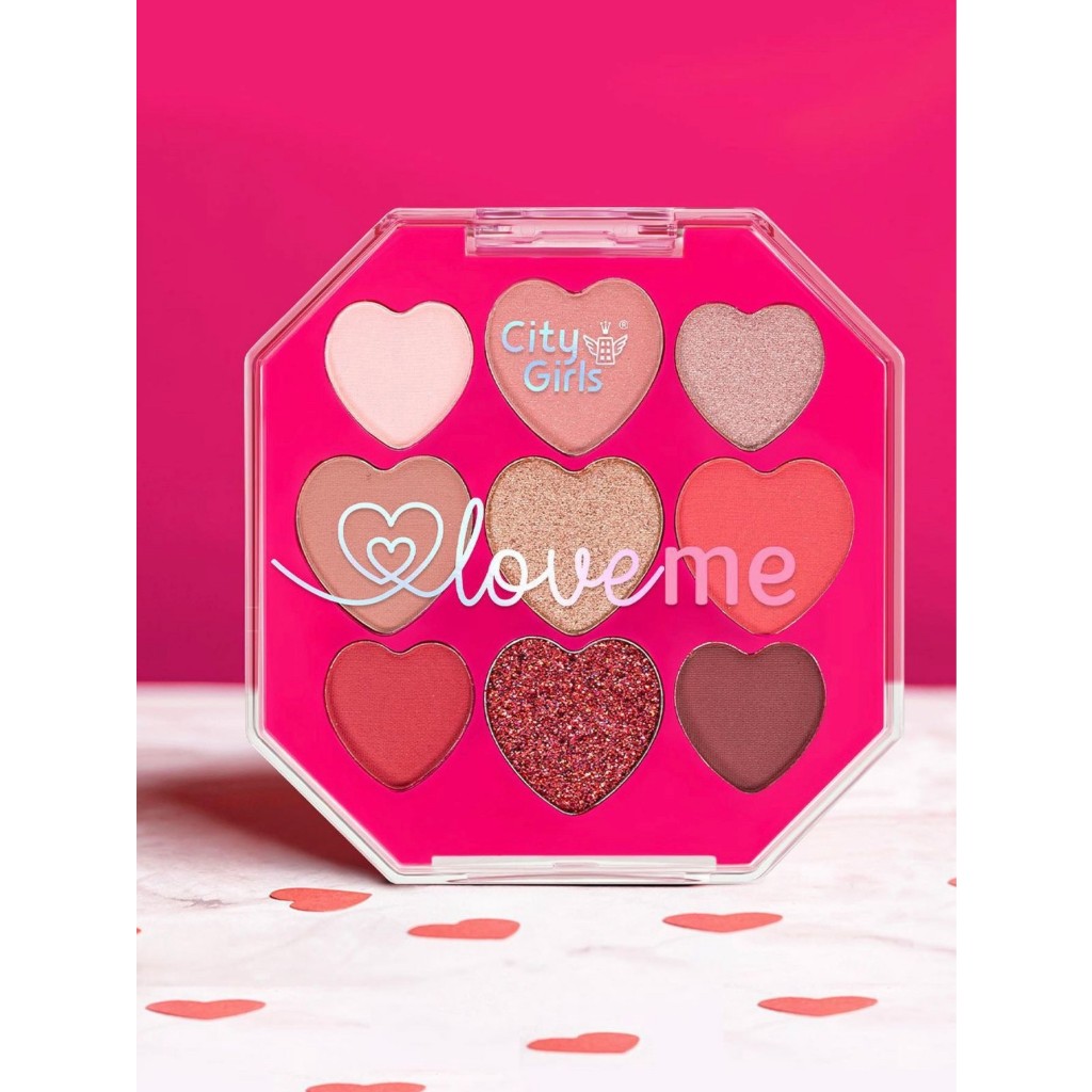 PALETA DE SOMBRAS COM 9 CORES LOVE ME COR B - CITY GIRLS em Oferta na Shopee