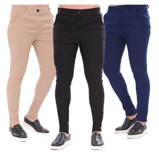 Kit 3 Calças Alfaiataria Masculina Skinny Premium Bengaline