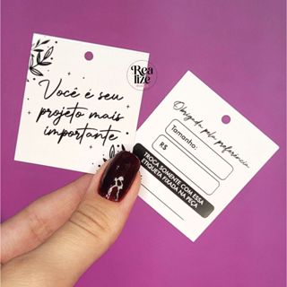 Tag / Etiqueta para roupa ER06 - 50un - pronta entrega - 4,5x5cm ''você é seu projeto'' em Oferta na Shopee
