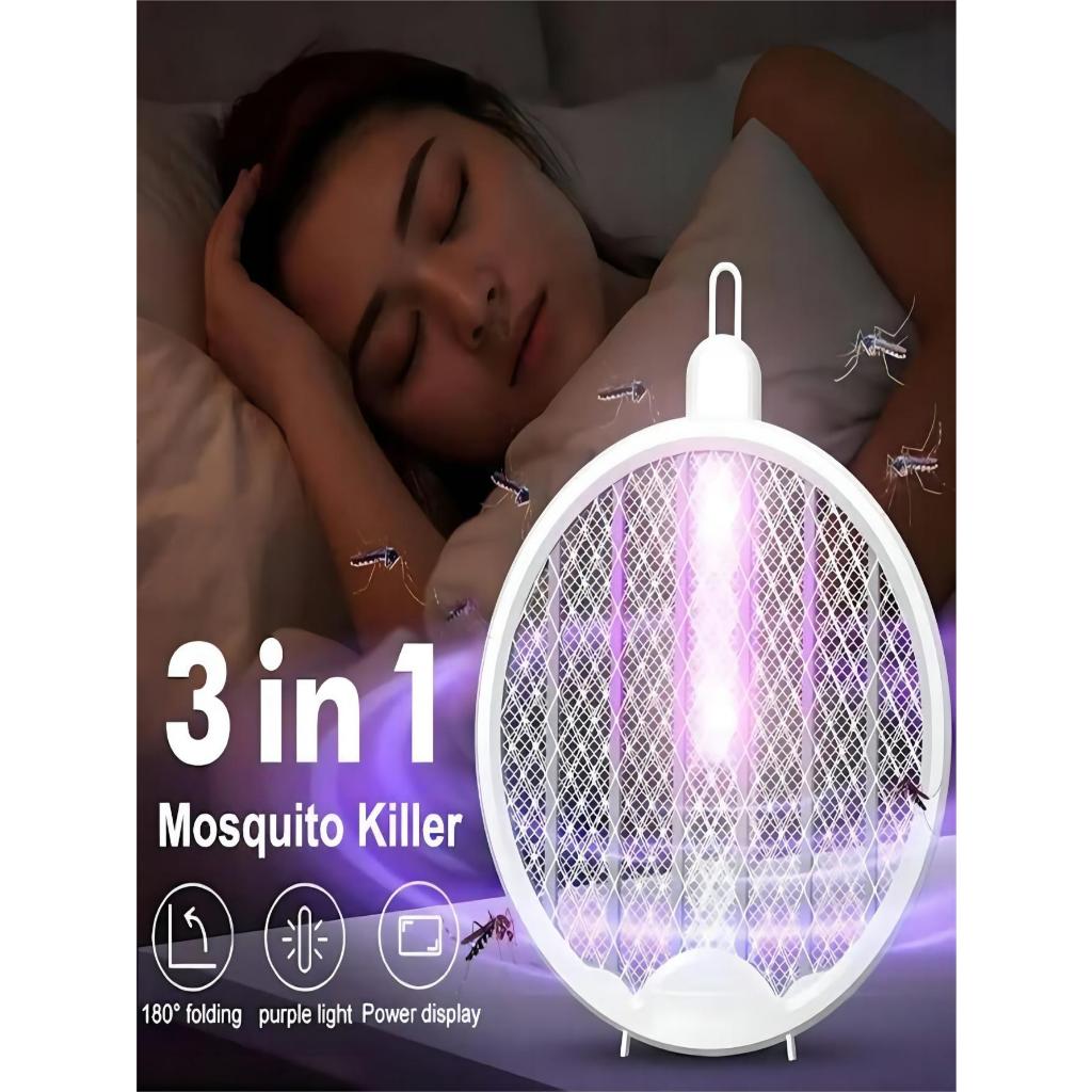 2 Em 1 Mosquito raquete USB Recarregável Fly Zapper Swatter com Lâmpada Roxa Armadilha de Sedução