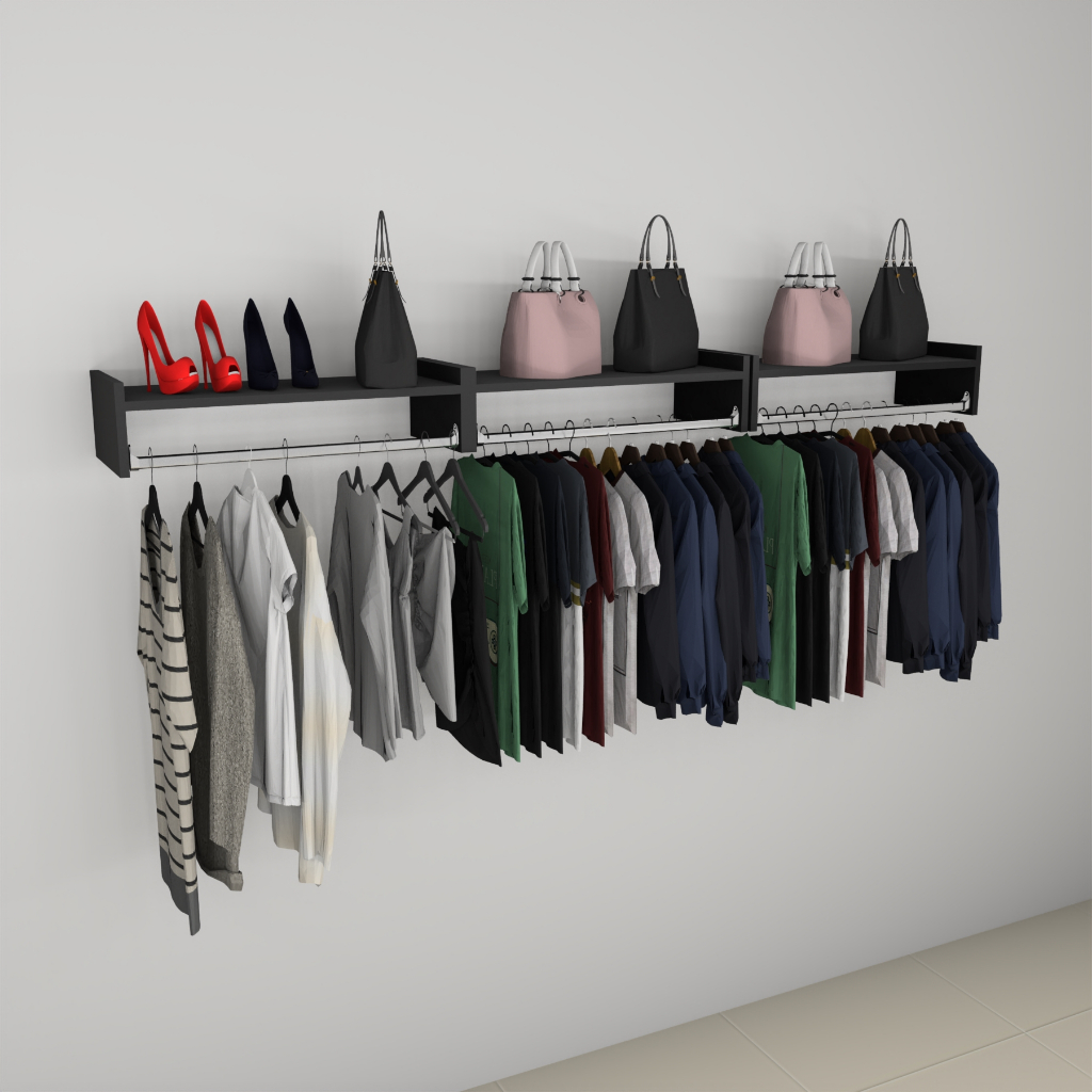 Guarda Roupas 3 Cabideiro de Parede Arara de Roupas Quarto