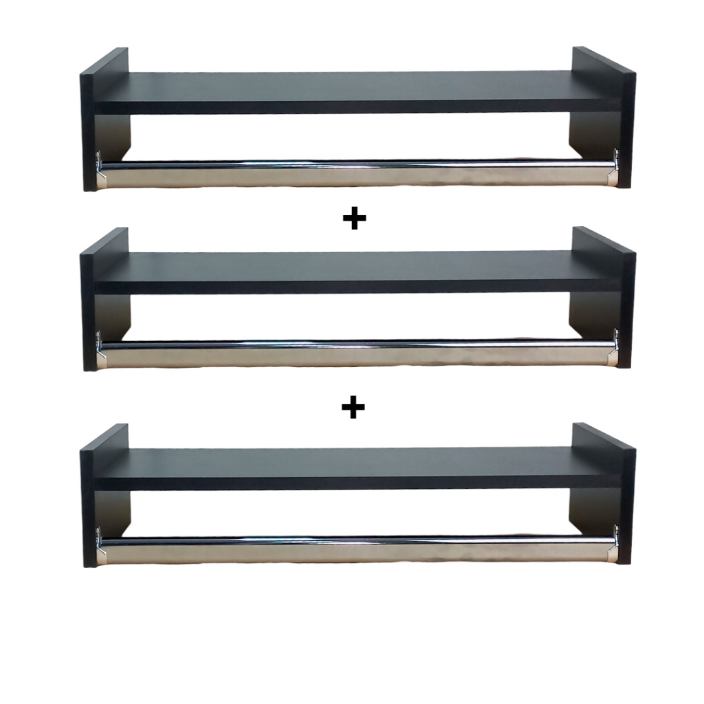 Kit 3 Cabideiro de parede Arara de Roupas Quarto Closet