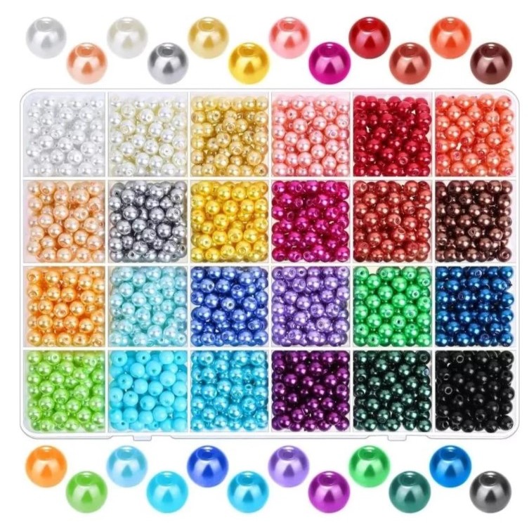 Perola Abs 6 mm 500 peças Não Descasca Furo Passante -Círculo