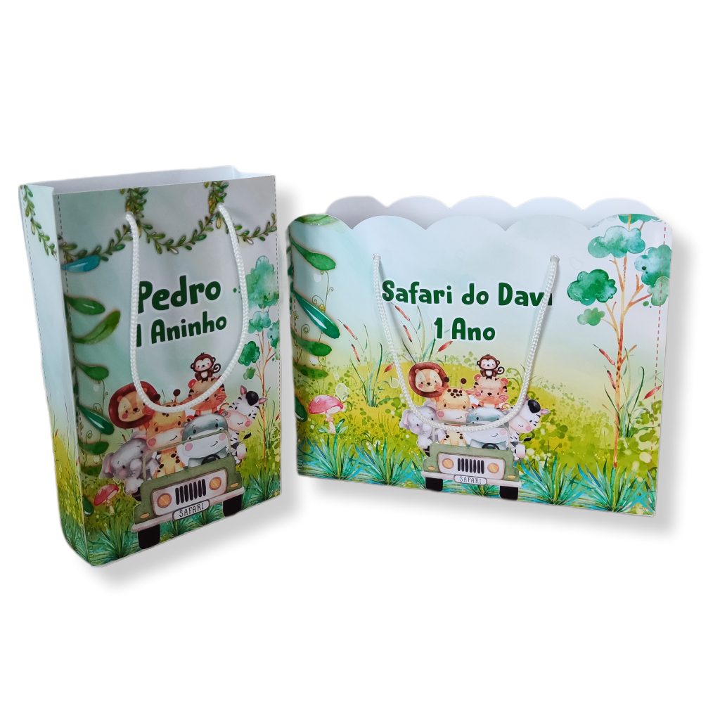 Kit 30 Sacolinhas personalizada Safari, lembrancinha, festa, aniversário - fazemos qualquer tema-