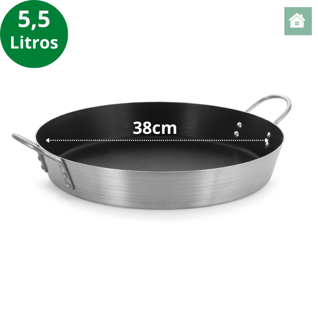 Imagem Paella Wok Frigideira Antiaderente Grande Profissional 38cm