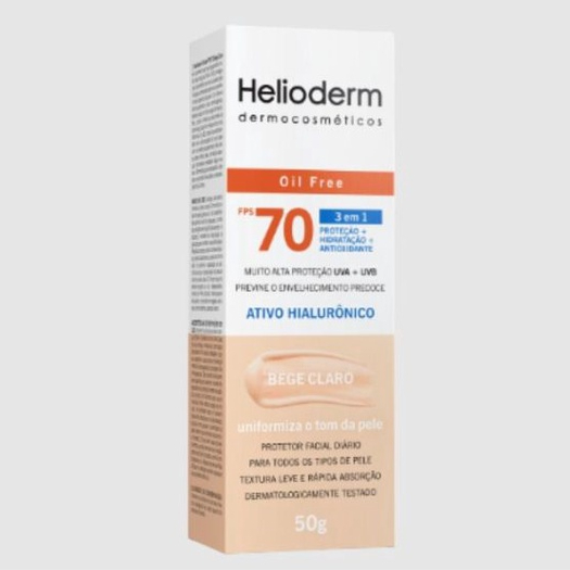 Protetor Solar Helioderm Facial Fps70 Oil Fre 50g Bege Claro em Oferta na Shopee