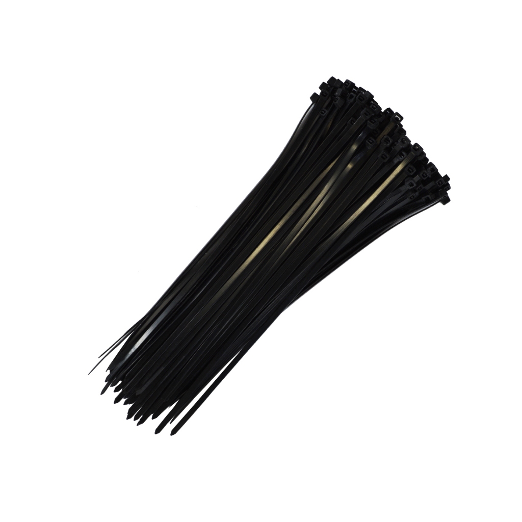Kit com 500 Abraçadeiras de Nylon Pretas Hellerman - 2,5x200mm - Enforca-Gato e Língua de Sogra