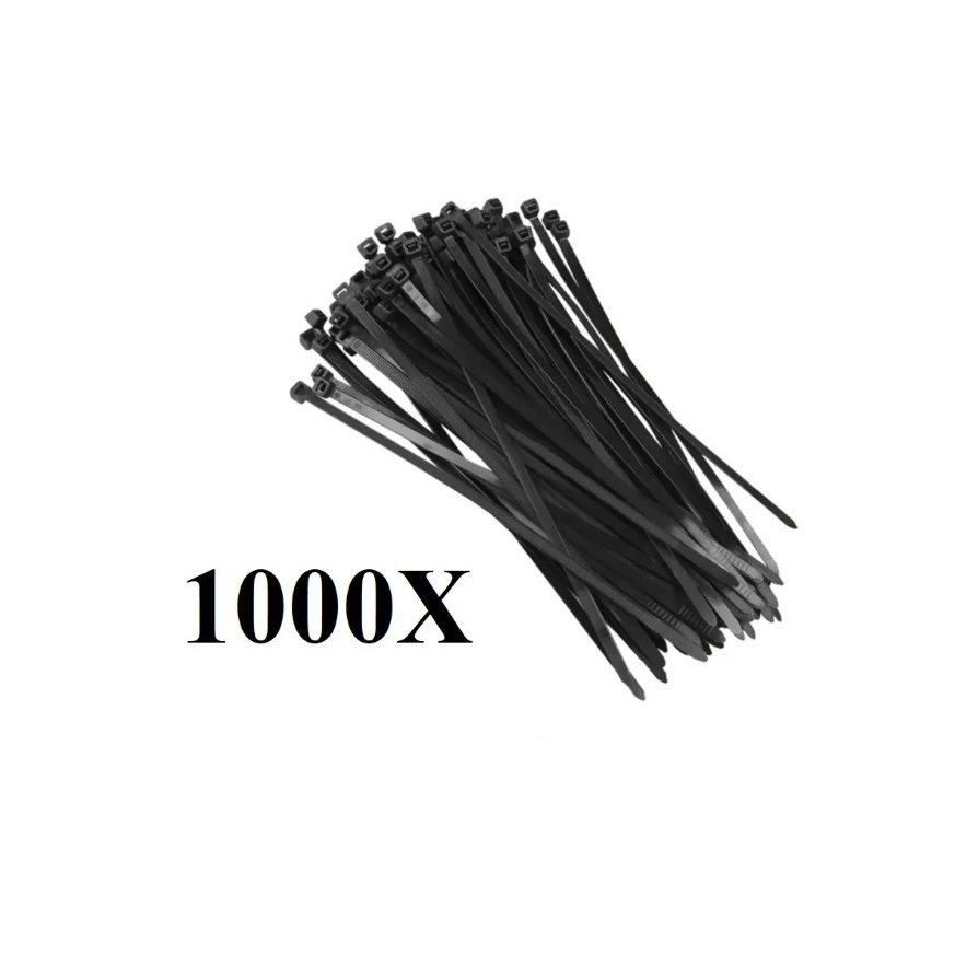 Kit com 1000 Abraçadeiras de Nylon Pretas Hellerman - 2,5x100mm - Uso em Aplicaç