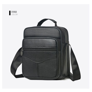 moda casual qualidade Bolsa Masculino transversal De Couro Legítimo Genuíno 0988 em Oferta na Shopee