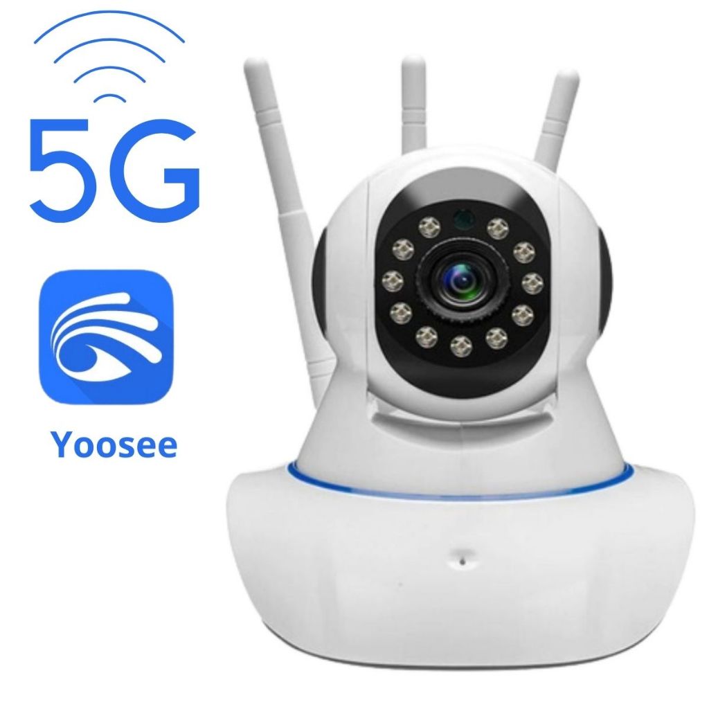 Câmera Segurança iP wifi Robô 3 Antenas 5G Sistema Yoosee Visão noturna full HD 360º microfone áudio babá eletrônica robozinho 5g bivolt em Oferta na Shopee