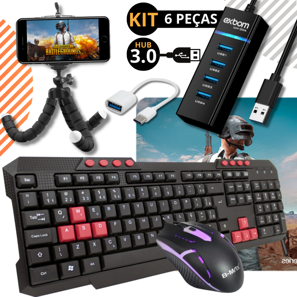 Teclado e Mouse Kit Mobilador Gamer Completo Barato Menor Preço Celular Free Fire Pubg Call Of Duty — R$ 50,99 em Shopee, 36% OFF