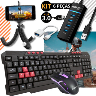 Teclado e Mouse Kit Mobilador Gamer Completo Barato Menor Preço Para Celular P/ Free Fire Pubg Call Of Duty