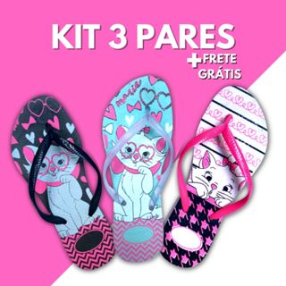 Kit 3 Pares Chinelo Sandália Feminino Adulto Chinela Feminina Slim Macio Confortável Rasteira Super Leve