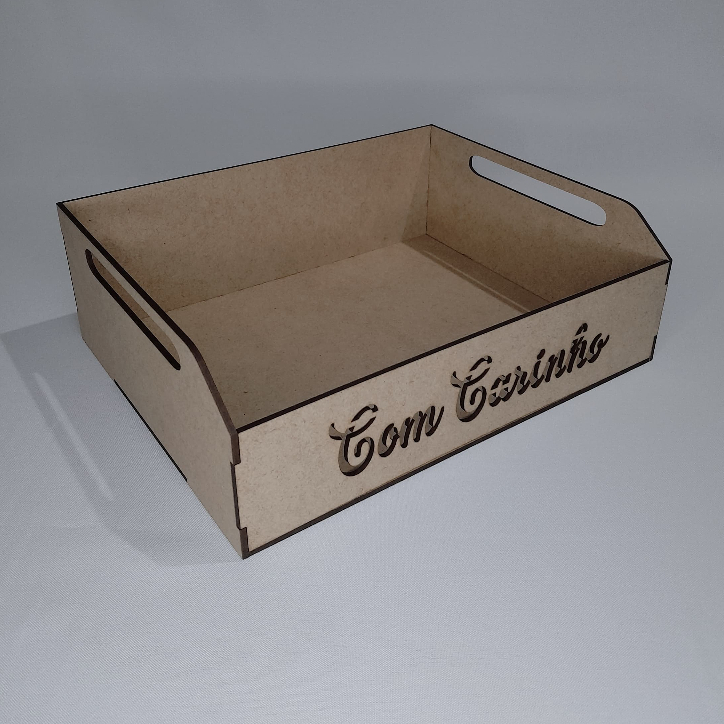 Kit 10 unidades Caixote 30x24x10 Mdf Com Carinho Vazado - Feliz Dia das Mâes - Dia dos Namorados - Eu Te Amo - Pascoa - mini caixote Caixotinhos Cestinha Cesta caixas de feira MDF - Presentes Datas Especiais Lembrancinha