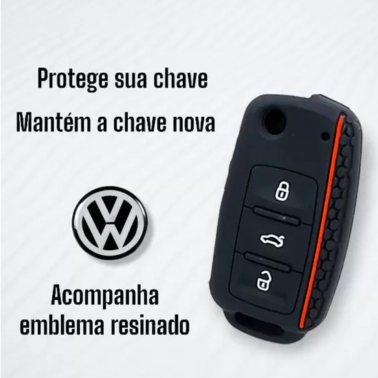 Capa Silicone Chave Canivete Volkswagen + Logo 12mm em Oferta na Shopee
