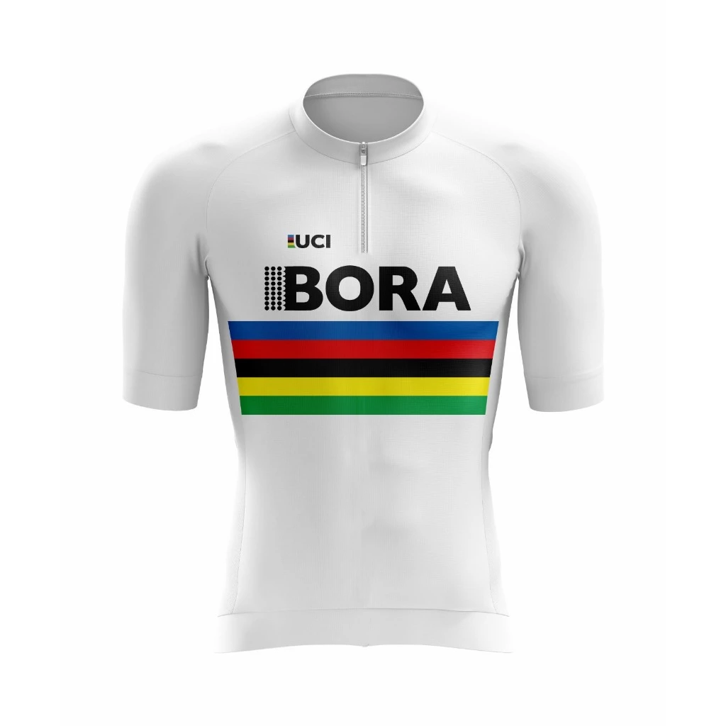 Camisa Ciclismo Masculina Camiseta Manga Curta Equipe Bora Branca Roupa Bike Pedal Mtb