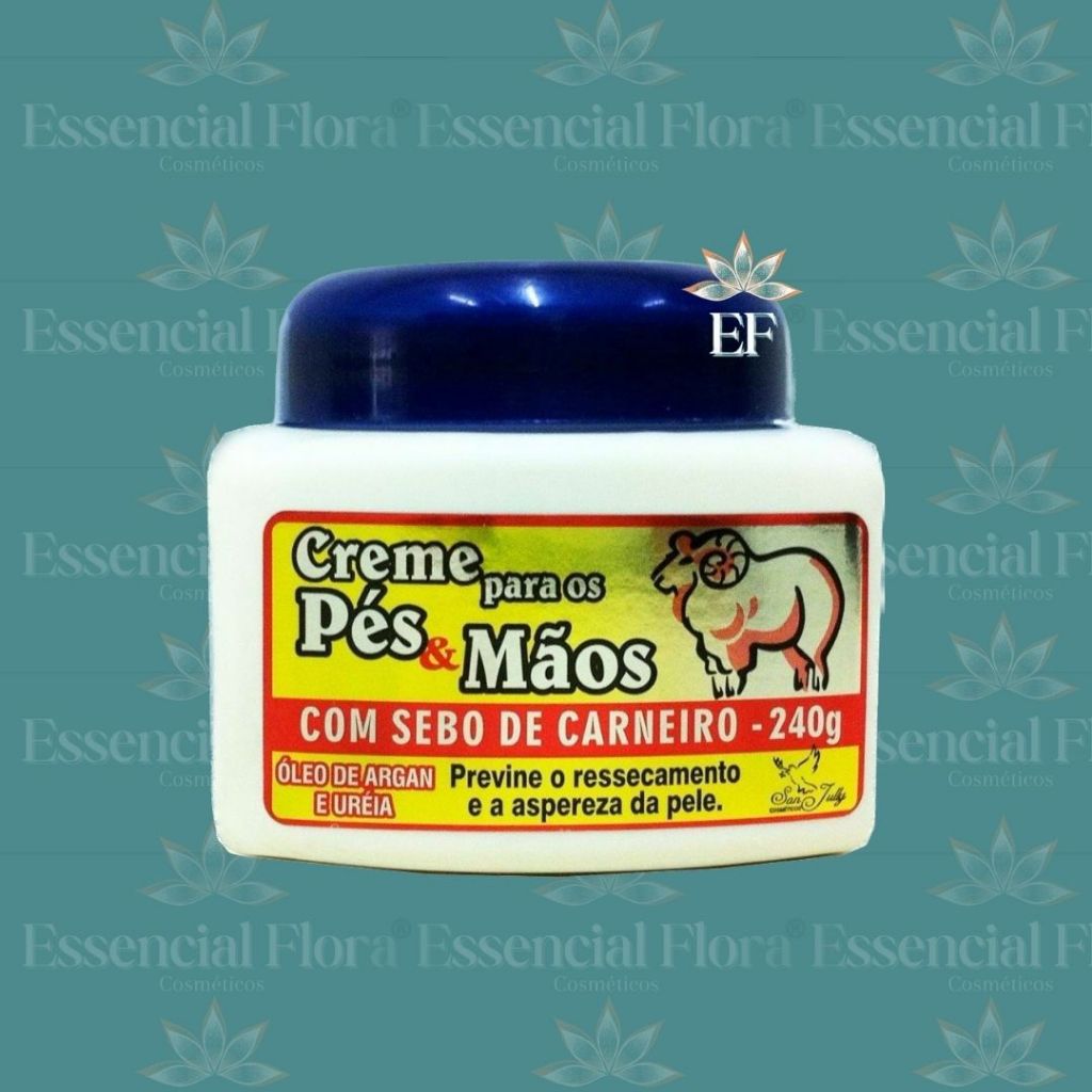 Creme Para Os Pés & Mãos Com Sebo de Carneiro 240g San Jully
