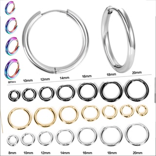 Brinco de argola em aço inox 8mm 10mm 12mm 14mm 16mm 18mm 20mm não escurece dourado preto prata em Oferta na Shopee