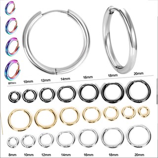 Brinco de argola em aço inox 8mm 10mm 12mm 14mm 16mm 18mm 20mm não escurece dourado preto prata