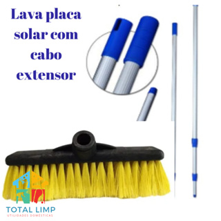 VASSOURA ESFREGÃO LAVA PLACA SOLAR NYLON COM CABO EXTENSOR 6 MTS em Oferta na Shopee