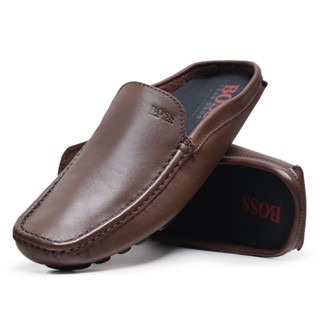 Mocassim Mule Masculino Liso Estiloso em Couro Legítimo