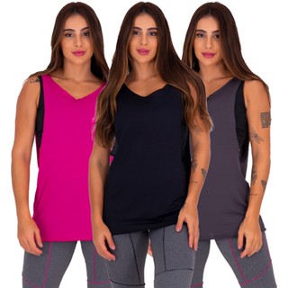 Kit com 3 Regatas Dry Fit Poliamida Academia