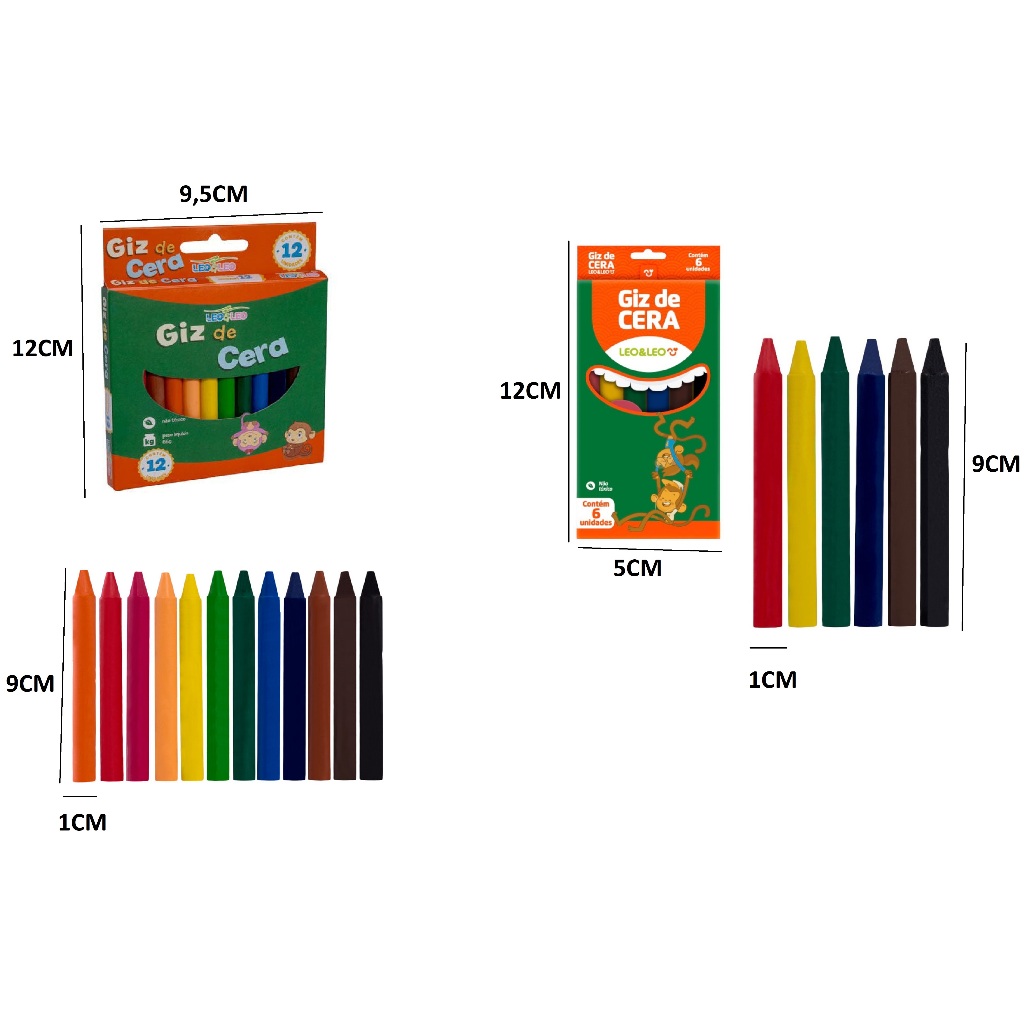 Giz de Cera LeoLeo 6 Cores ou 12 Cores Artigos de Arte Pintura Desenhos Giz Papelaria Infantil Artigo Escolar Estudantil em Oferta na Shopee