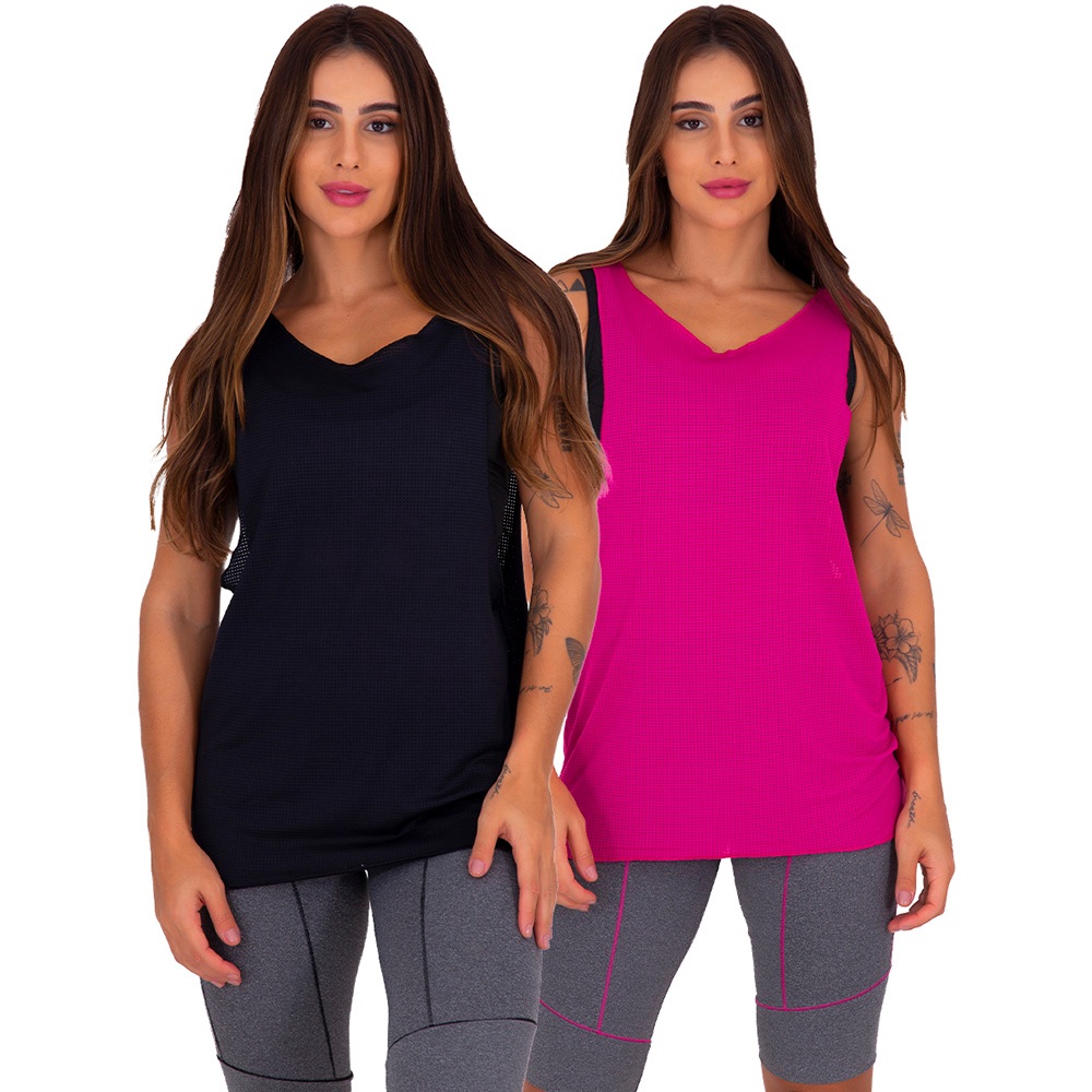 Kit com 2 Regatas  Dry Fit Poliamida Absorve Suor