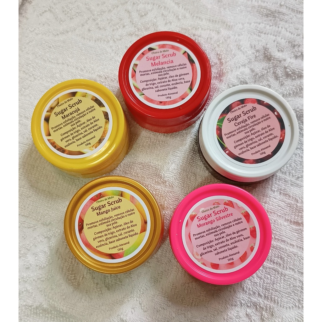 Kit Coleção c/ 5 MINI SCRUB Esfoliante Frutas - Escolha as Fragrâncias - Sugar Scrub da gringa