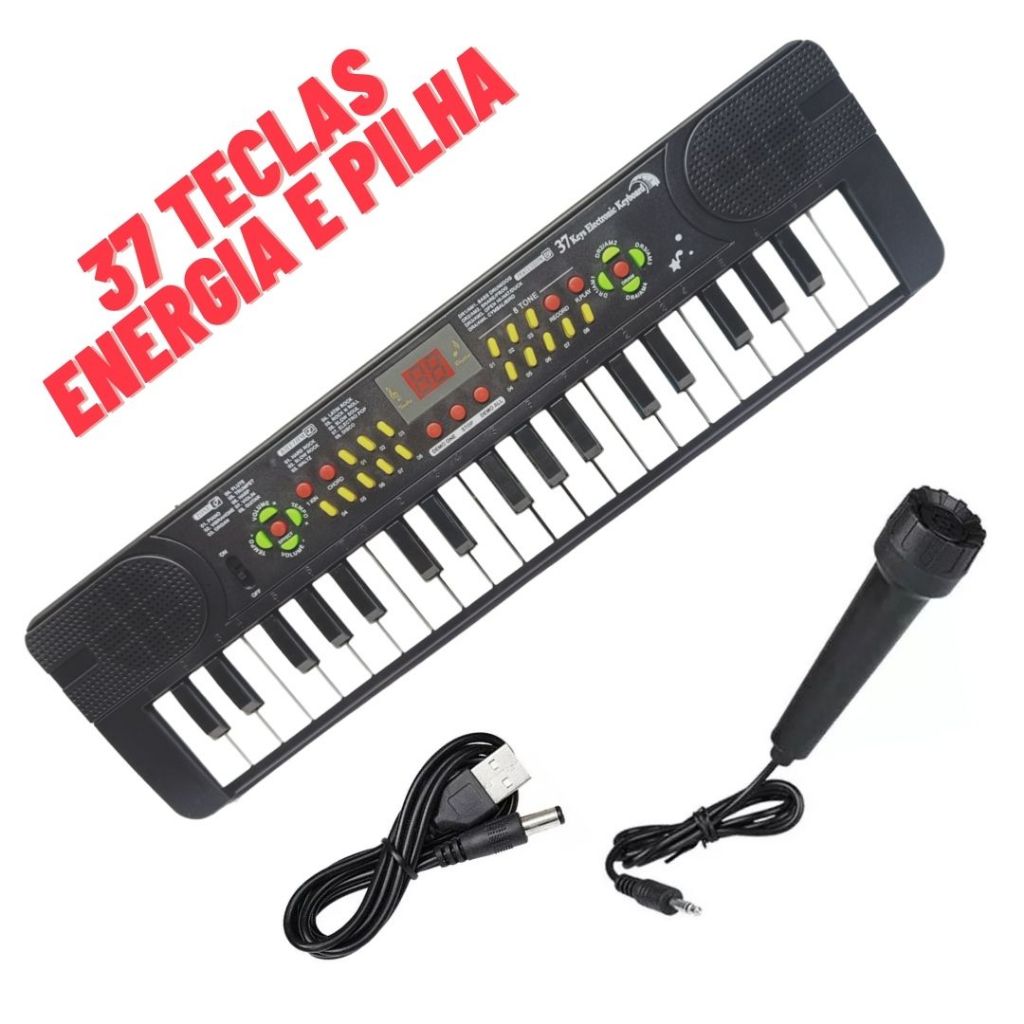 teclado infantil brinquedo 37 teclas com som e microfone Eletrotico