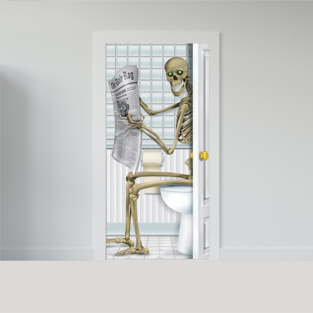 ADESIVO PARA PORTA - CAVEIRA - BANHEIRO - JORNAL 03524 em Oferta na Shopee