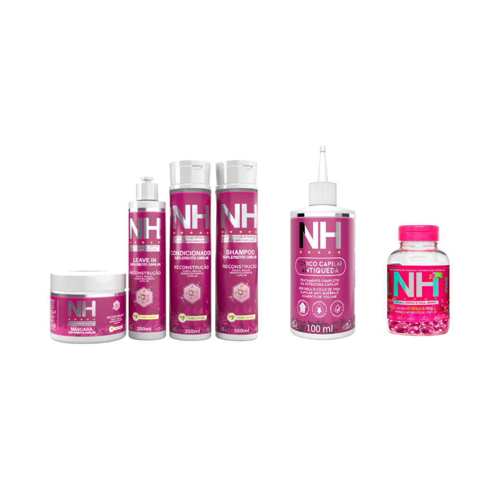 Kit New Hair Reconstrução Capilar + Tônico Antiqueda 100ml + Suplemento NH Crescimento Capilar 30 Cápsulas Belkit - Beauty