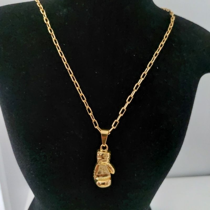 Corrente Tijolinho Com Banho De Ouro Em Aço Inox Pingente Luva Boxe