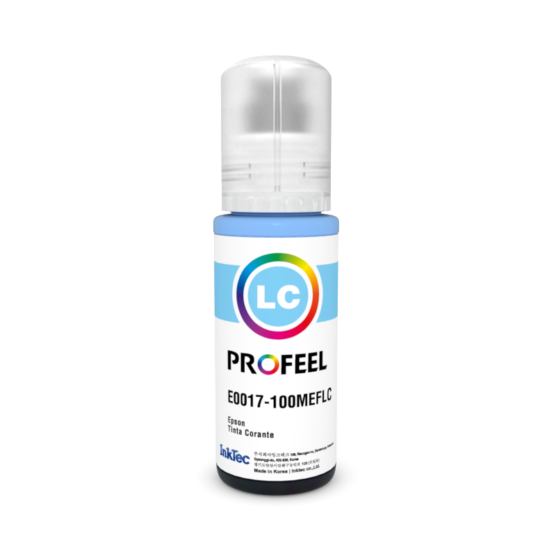 Tinta Corante InkTec Profeel E0017 Ecofit 100ml Cyan Light Compatível com impressoras Epson Jato de Tinta L800 L801 L805 L810 L850 L1800