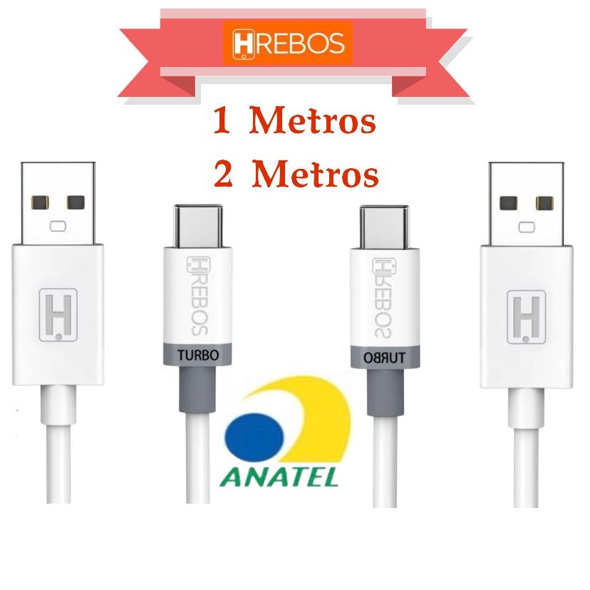 Cabo tipo C /Type C turbo Carregamento rápido 1.2 metros HRebos original HS-69 HS-72 em Oferta na Shopee