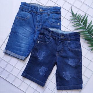 Kit 2 Short Bermuda jeans infantil menino masculino juvenil