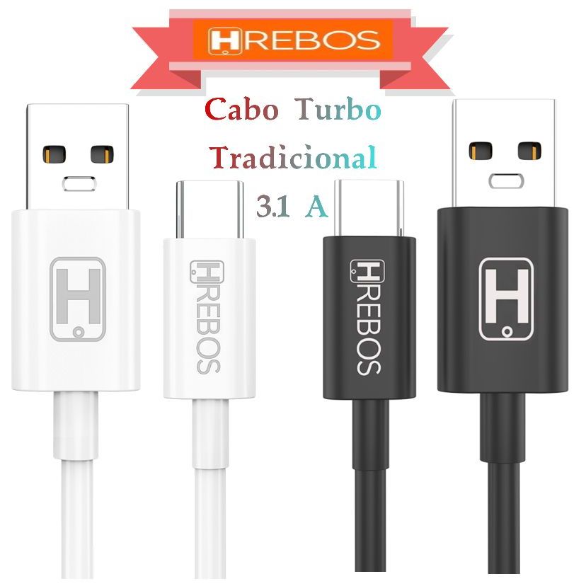 Cabo Type-C Turbo 3.1A Tradicional Carregamento Rápido original Hrebos Hs-78 028C em Oferta na Shopee
