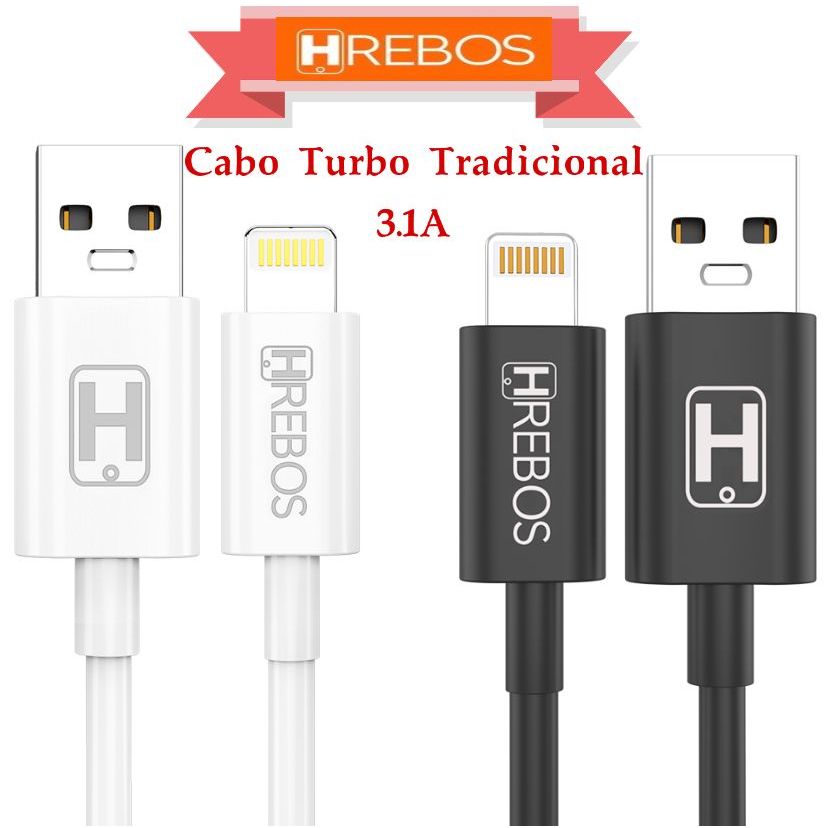 Cabo Lightning Turbo 3.1A iPhone Tradicional Carregamento Rápido original Hrebos Hs-79 028I